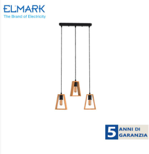 Sospensione Ronny pendant 3xe27 black/wood NERO/LEGNO