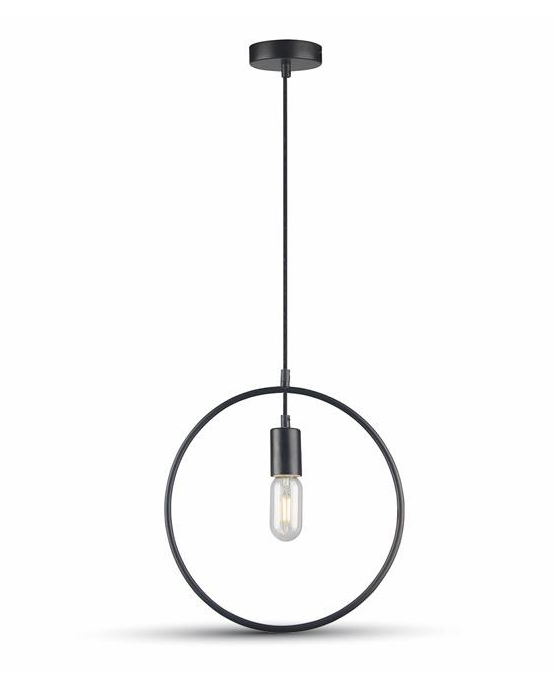 LAMPADARIO CON PORTALAMPADA GEOMETRICO OPACA NERO ROTONDO                                                               