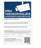 Cartello in ALLUMINIO 300x200mm "AREA VIDEOSORVEGLIATA CON REGISTRAZIONE E CONSERVAZIONE PER 24 ORE"