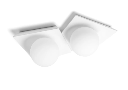 Cicladi Lampada a soffitto in gesso a due luci con diffusori in vetro opalino  Per lampadine GX53