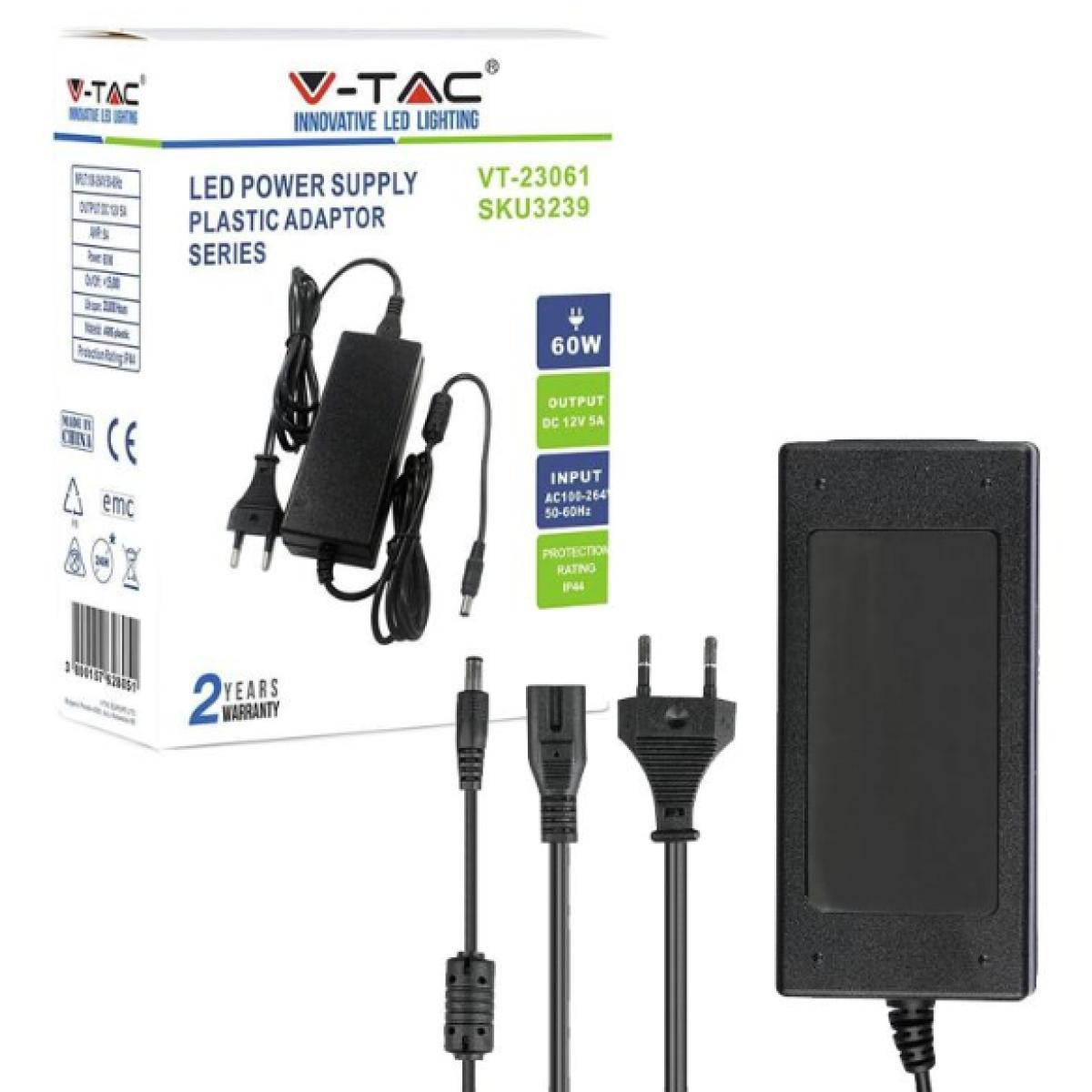 V-TAC Led alimentatore - 60w 12v 5a plastica ip44