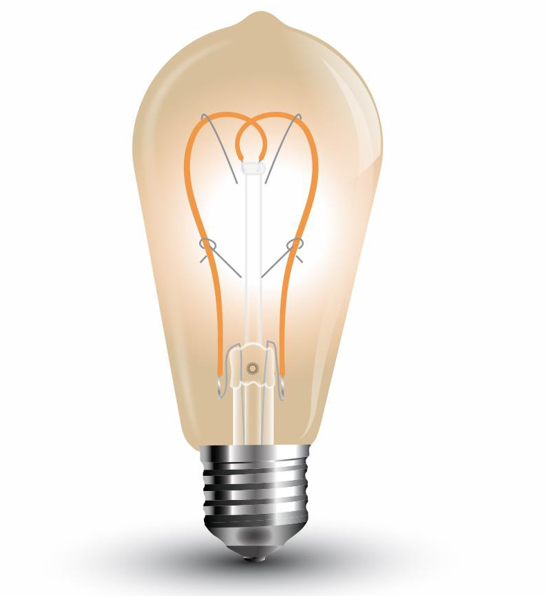 LAMPADINA LED - 5W E27 FILAMENTO ORO ST64 BIANCO CALDO 2200K                                                            