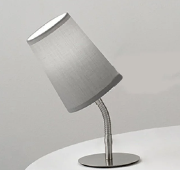 Lumetto Moderno Flex In Metallo Cromo E Paralume In Tessuto Grigio Mash 