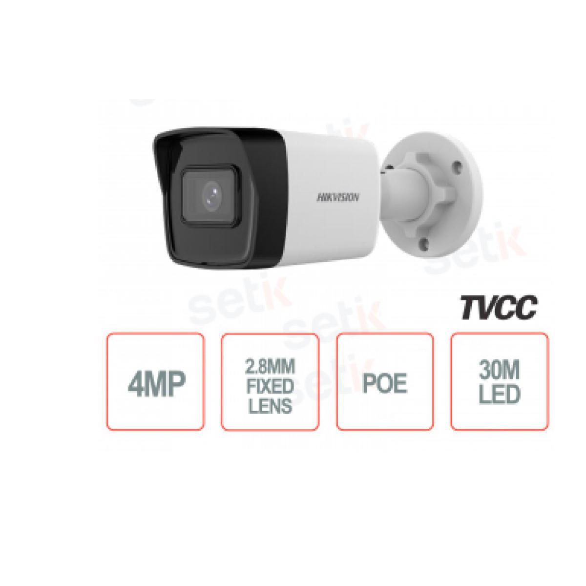 TELECAMERA HIKVISION IP POE 4 MP IR H.265+ BULLET CAMERA 2.8MM WDR