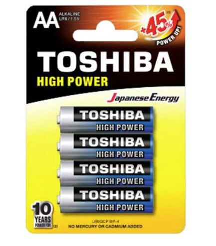 TOSHIBA HIGH POWER AA - Blister con 4 Pile Alcaline di tipo STILO 