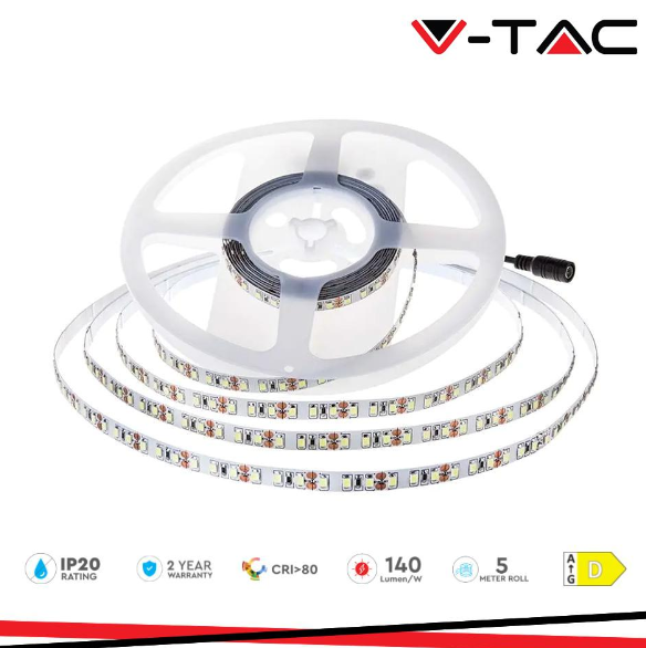 V-TAC Striscia led smd2835 168 leds 24v ip20 4000k 140 lm/w