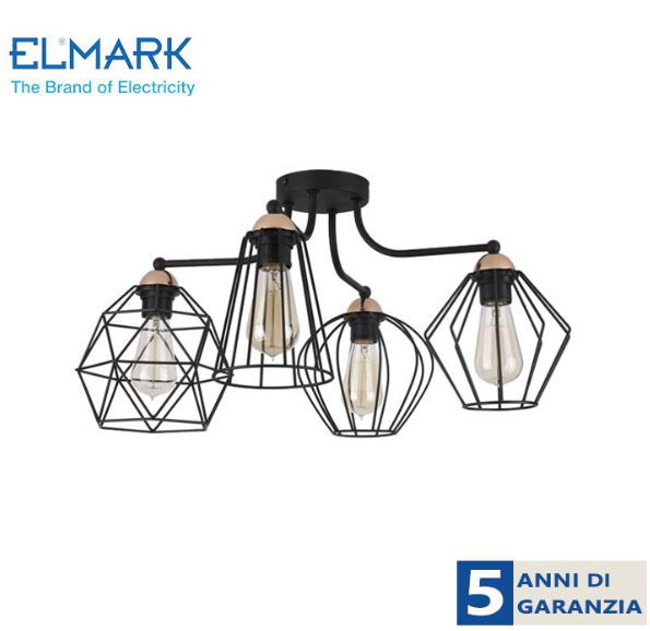 ELMARK SOSPENSIONE Polly lampada da soffitto 4xe27 nero