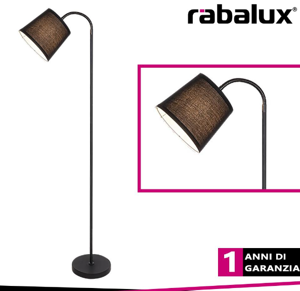 Lampada DA TERRA a piantana godric 141cm nero e27