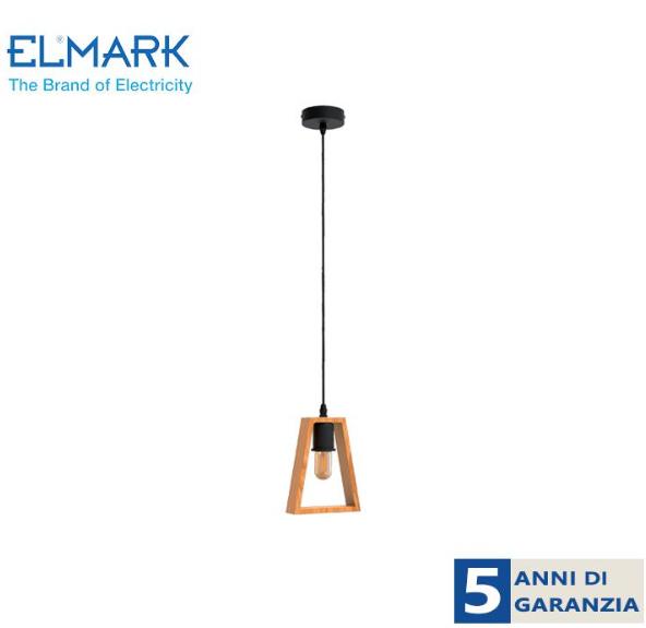 SOSPENSIONE Ronny pendant 1xe27 black/wood LEGNO