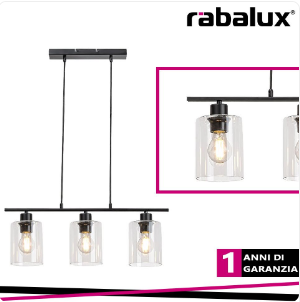 Miroslaw, glass pendant lamp, e27 3x max 40w, matt black