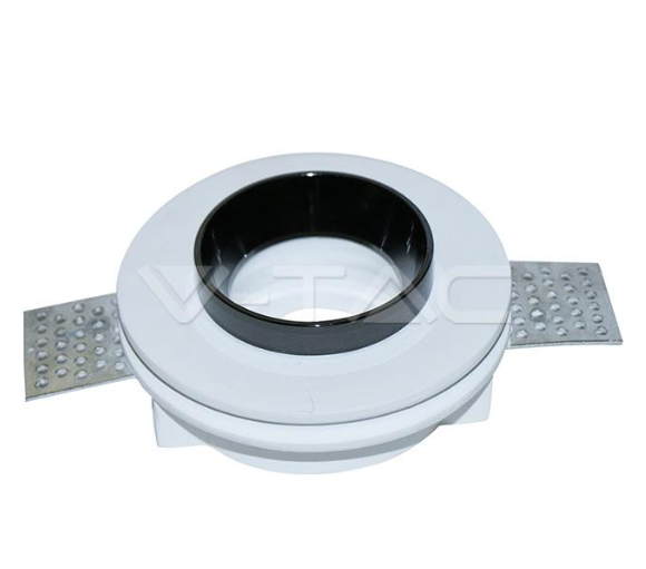 V-TAC Gu10 fitting gesso white recessed light with black metal rotondo