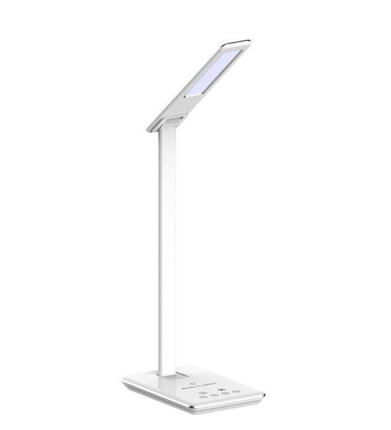 5W LED LAMPADA DA TAVOLO 3 IN 1 WIRELESS CARICABATTERIE QUADRATA CORPO BIANCO                                                           