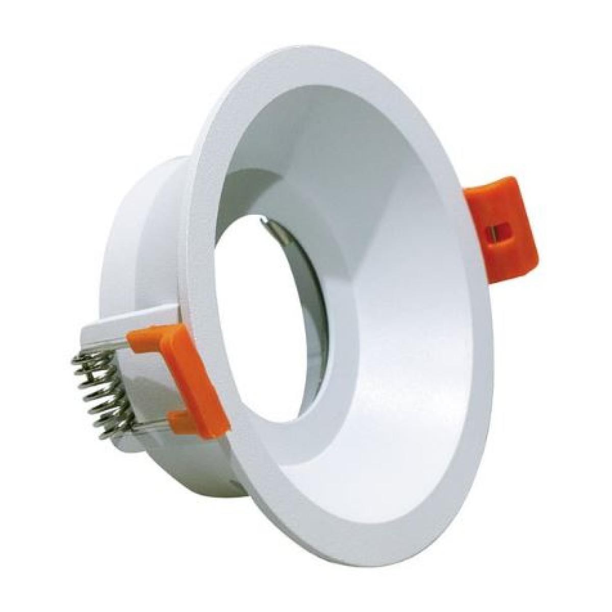 Supporto in alluminio per GU10 ed MR16 easy fit, color bianco, ghiera autobloccante, Dim. 95x35mm, Foro 83mm