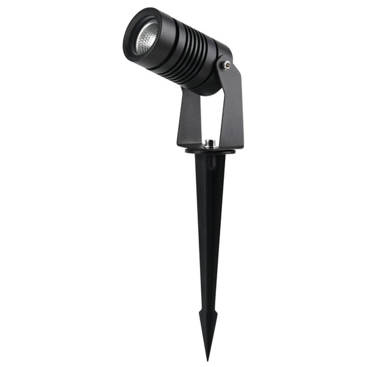 PUNTO LUCE DA GIARDINO CON PICCHETTO, IP65, BA24°, 220-240Vac 6W, 3000K, 550lm, D.42mm, COLORE NERO, CAVO 50cm