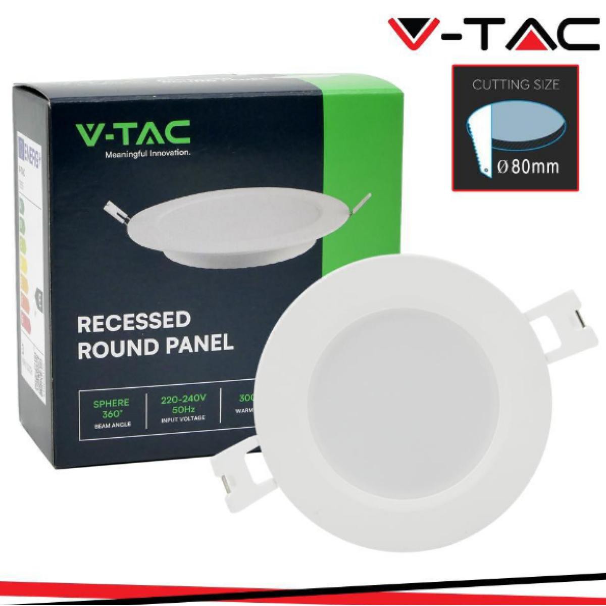 V.TAC PANNELLO INCASSO V3w led backlit mini pannello rotondo 4000k