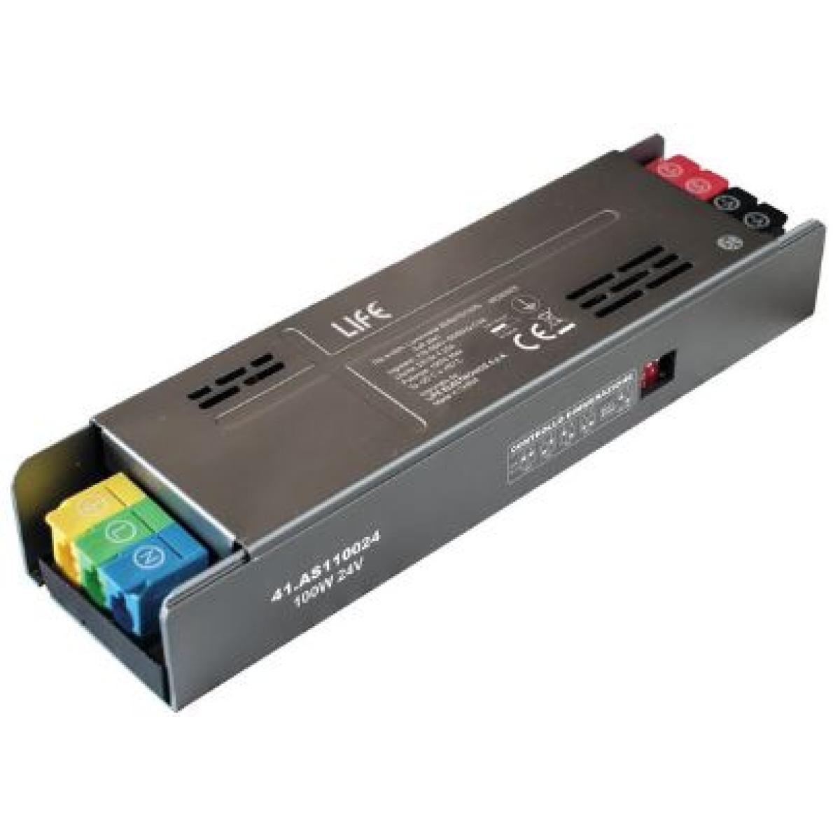 Alimentatore Metallico Serie 1 slim, 24Vdc 4,25A 100W Input 176-264Vac con soft start e selettore