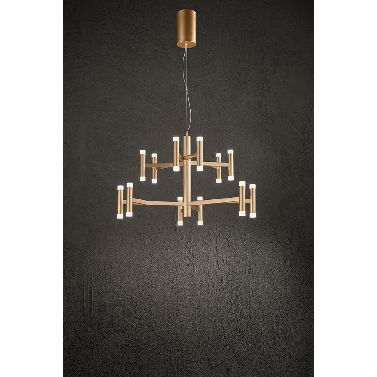 PERENZ Sospensione oro spazzolato D.70 x H.reg.150 cm LED 68W 3000K (Dimmerabile) 4690Lm prodotto 5040Lm