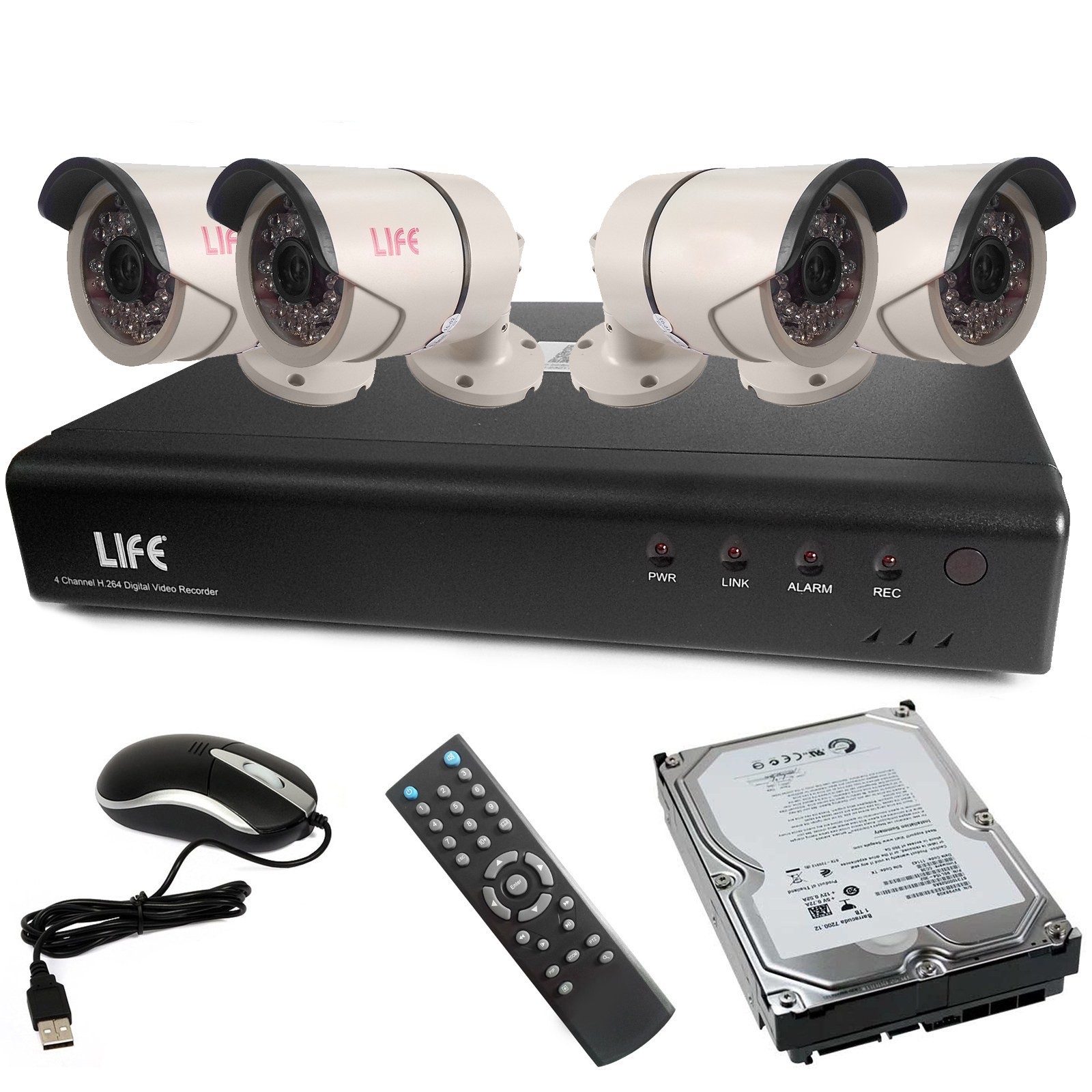 Yale Kit Videosorveglianza Smart 2 Telecamere | DVR 1TB, HD 1080p, Visione Notturna 20m, Rilevamento Visi | Esterno