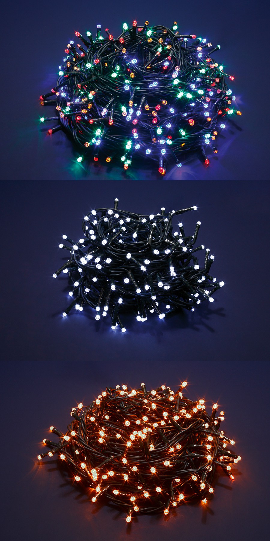 Luci di Natale Catena Decorativa Led da 100 180 300 Led Freddo Caldo Multicolor