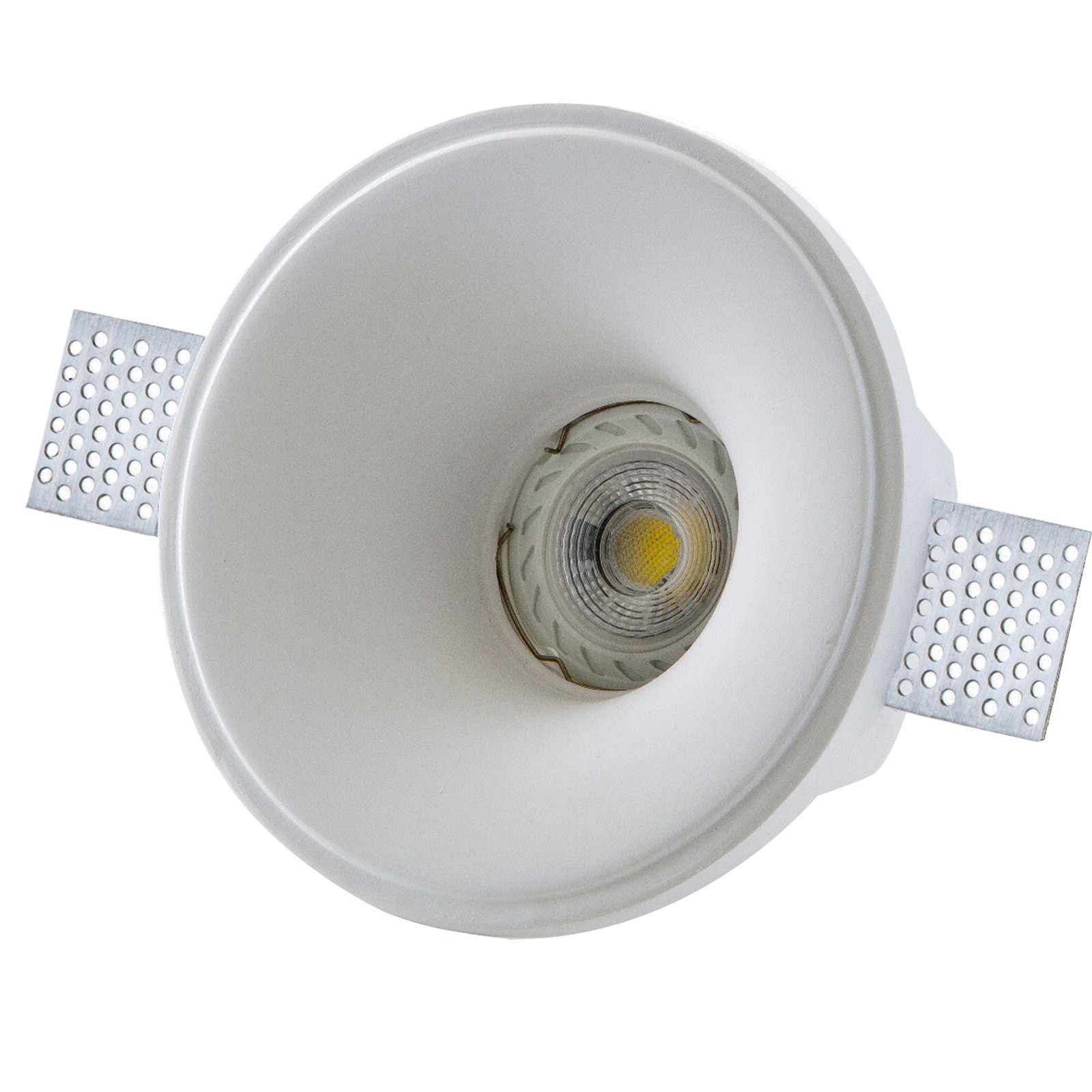 Porta faretto fisso in gesso ad incasso led rotondo gu10 14x14cm ... Faretti da incasso per cartongesso a led