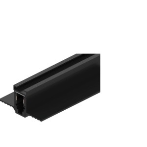 BINARIO AD INCASSO FILO PARETE 24V serie INVISIBLE, Alluminio colore NERO, 1000x52x13mm, con terminale di chiusura