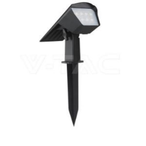 V-TAC Faretto led da giardino con pannello solare da terra/parete colore nero 1.3w cct ip65