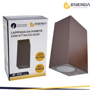 ENERGIA Portafaretto da muro 2xgu10 alluminio ip54 rettang. corten