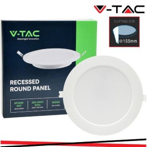 V-TAC PANNELLO INCASSO 12w led backlit recessed panel  rotonda 3000k
