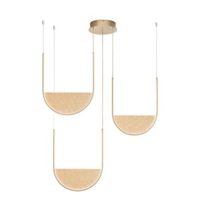 ONDALUCE SOSPENSIONE LOTUS 3 ORO CON VETRO AMBRA