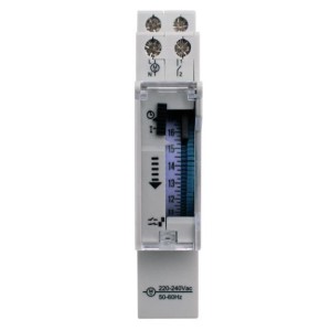 TIMER ANALOGICO 230V 16A, Timer/On, Interruttore elettromeccanico per installazione su Barra DIN 1 modulo