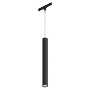 PROIETTORE LED A SOSPENSIONE PER BINARI 24V serie INVISIBLE, 6W, 24°, 3000K, LM330, CRI90, Colore Nero, Ø30x300mm