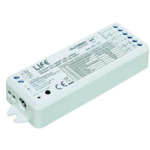 Controller 2in1 LIFE512-SmartLIFE Android/iOS Wireless2,4GHz 2CHx5A ON/OFF,DIM,CCT con Tasto Cablato 