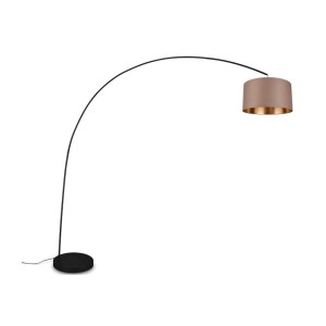 TRIO MANSUR Lampada da Terra ad Arco in Metallo Bianco con Paralume Grigio Pastello - Altezza 210 cm, Attacco E27