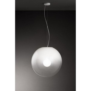 PERENZ SOSPENSIONE MOON IN VETRO E METALLO BIANCO 8500 B