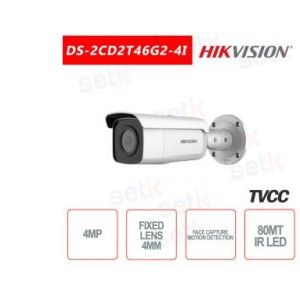 Telecamera Hikvision IP POE 4.0MP 4 mm IR H.265+ Rilevamento Volto Bullet Camera 4MP