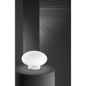PERENZ SATURNO LUMETTO LAMPADA DA TAVOLO IN VETRO BIANCO
