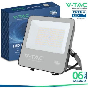 V-TAC Faro slim led smd chip cree 100w 135lm/w cavo 1m nero 4000k ip65