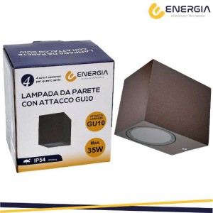 ENERGIA Portafaretto da muro gu10 alluminio ip54 quadrato corten