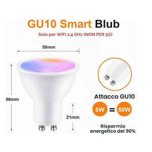 Lampadine LED WiFi Smart Faretti Alexa GU10 5W | Dimmerabile, Controllo App con Alexa/Google Home, RGB&2700K-6500K Bianco Freddo Caldo