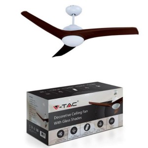 V-TAC 15w 3 in 1 led ventilatore a soffitto controllo rf 3 pale motore marrone 35w dc