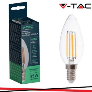 V-TAC Led lampadina 5.5w filamento e14 dimmerabile clear cover candela 3000k