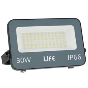 PROIETTORE GRIGIO IP66, LED SMD Serie FA6, 30W, 110°, 3000K/4000K/6500K, 220-240Vac, LM3000, CRI80