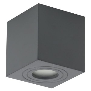 FARETTO A SOFFITTO QUADRATO IN ALLUMINIO, per una GU10 a LED di max 7W, IP65, colore grigio scuro, 90X90x95mm