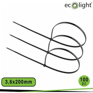 ECOLIGHT Fascetta fermacavo 3,6x200mm nero conf.100pz