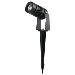PUNTO LUCE DA GIARDINO CON PICCHETTO, IP65, BA24°, 220-240Vac 6W, 3000K, 550lm, D.42mm, COLORE NERO, CAVO 50cm
