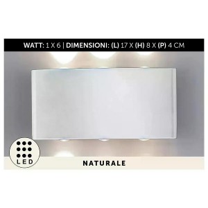 APPLIQUE DA MURO PVC 6 LED 16X8X4 BIANCO LUCE NATURALE 4000K