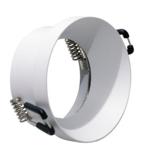 Supporto in alluminio per GU10 ed MR16 easy fit, color bianco, ghiera autobloccante, Dim. 72x35mm, Foro 68mm