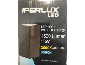 IPERLUX LED APPLIQUE IP65 QUADRATA NERA 18W 3CCT 1600LM