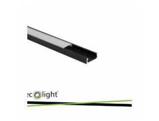 ECOLIGTH  Profilo n02, a plafone, paralume nero + satinato, 2mt