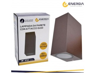 ENERGIA Portafaretto da muro 2xgu10 alluminio ip54 rettang. corten